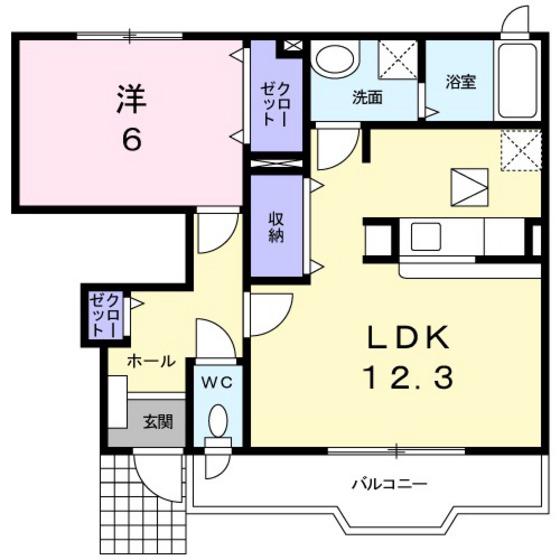 イーストユニゾン(1LDK/1階)の間取り写真