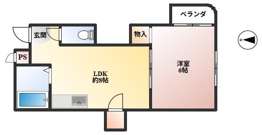 キャロル豊中本町II(1LDK/2階)の間取り写真