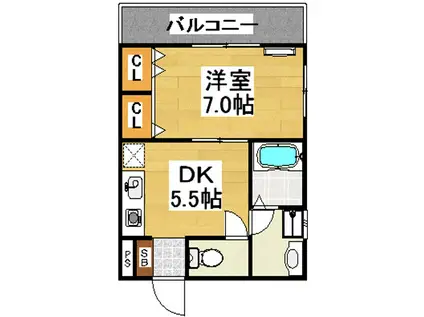 メゾン神戸(1DK/4階)の間取り写真