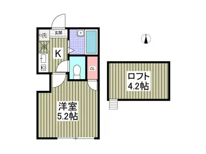 ラウレアふじみ野(1K/2階)の間取り写真