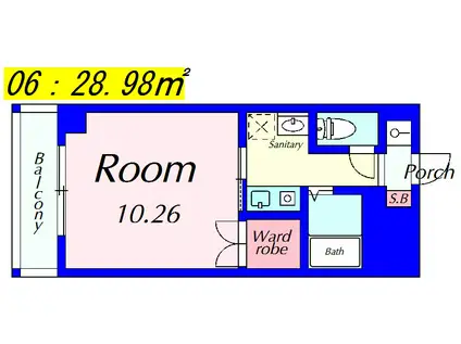 太陽ハイツ南草津III(1K/4階)の間取り写真