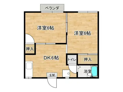 NB1西津田(2DK/2階)の間取り写真