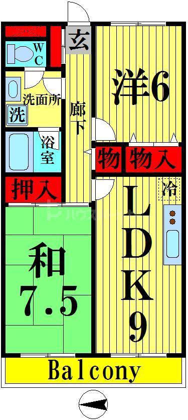 ルミエールテルメ(2DK/3階)の間取り写真
