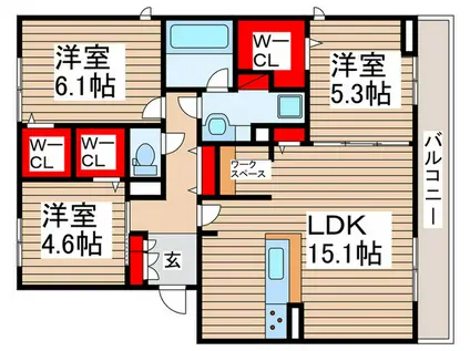 ブルメール(3LDK/2階)の間取り写真