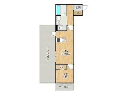 野洲小篠原2NDPJ工事(1LDK/5階)の間取り写真