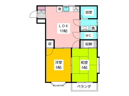 クレセント・ドヌールA・B・C・D・E・F・G(2LDK/2階)の間取り写真