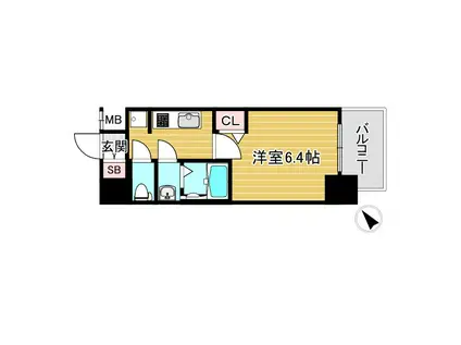 アドバンス名古屋シュテルン(1K/2階)の間取り写真