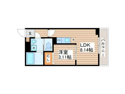 フォリアビレッジ長町南 B(1LDK/3階)の間取り写真