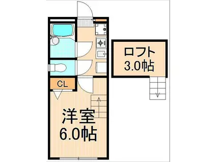 コーポ山本II(1K/2階)の間取り写真