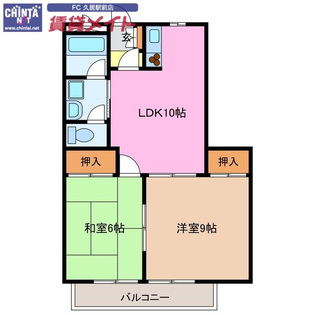 ソレイユ21 A棟(2LDK/2階)の間取り写真