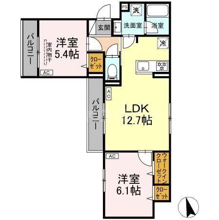 グラナーデ江戸川B(2LDK/1階)の間取り写真