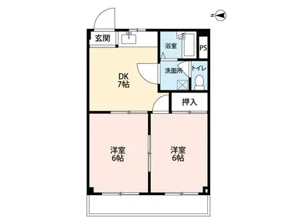 久星五貫目ハイツ(2DK/3階)の間取り写真