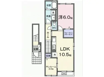 ヒカルサ藤枝茶町II(1LDK/2階)の間取り写真