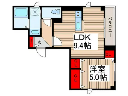 レポーソ並木(1LDK/2階)の間取り写真