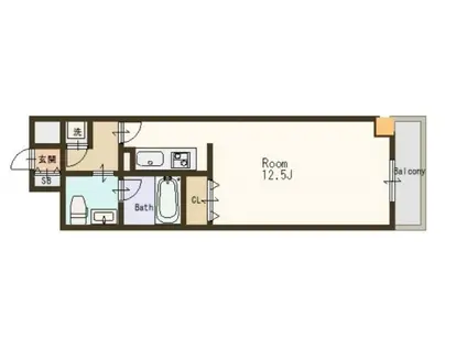 シティヒルズ安堂寺(ワンルーム/9階)の間取り写真