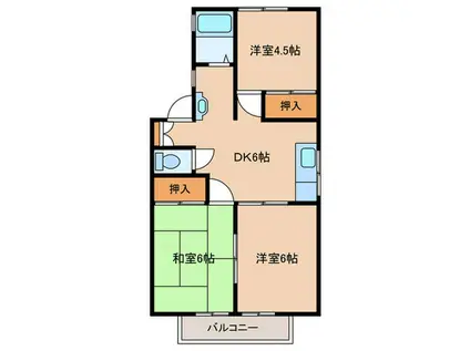 コンフォート伊敷台(3DK/2階)の間取り写真