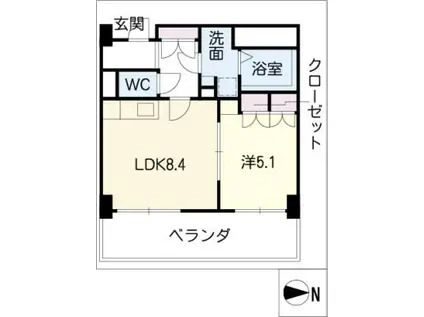 ビジャ松原(1LDK/6階)の間取り写真