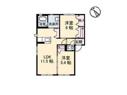 シャーメゾンフォーユー(2LDK/1階)の間取り写真