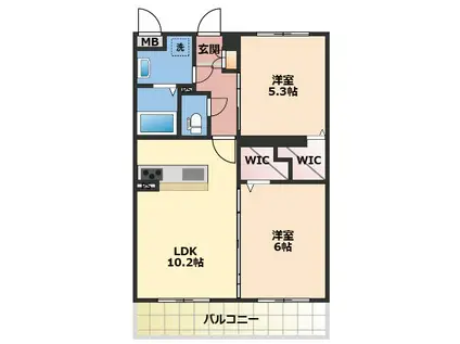 ユーミー三葛(2LDK/3階)の間取り写真