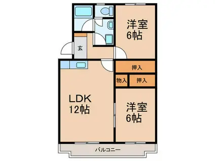 照栄ハイツ(2LDK/3階)の間取り写真