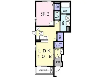 カーサクリアネス(1LDK/1階)の間取り写真