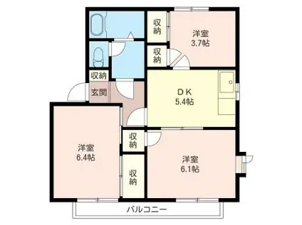 グリーンヒルねぎし(3K/2階)の間取り写真