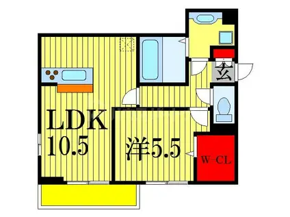 グランディオ西船(1LDK/2階)の間取り写真