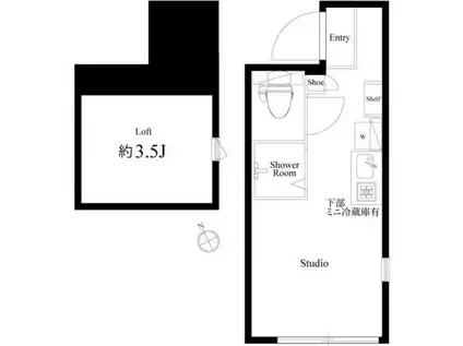 カサ・デ・アンジェラ(ワンルーム/2階)の間取り写真