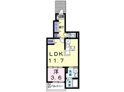 ベルコリーヌII(1LDK/1階)の間取り写真