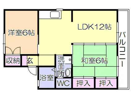 セジュール山下(2LDK/1階)の間取り写真