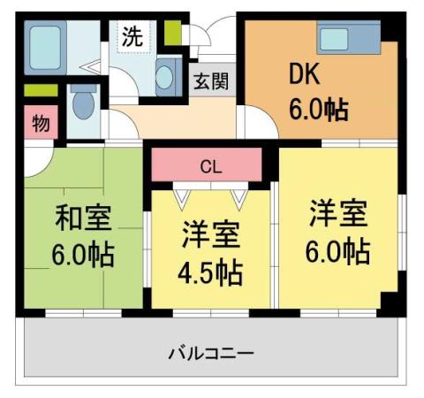 ノ・レーヴ宝塚(3DK/5階)の間取り写真