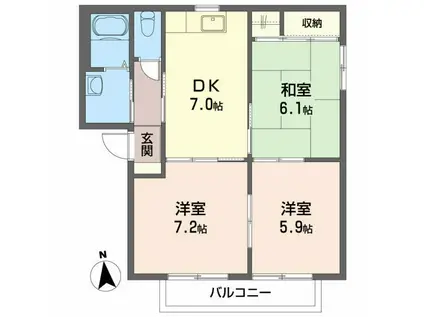 ディアス・K-B(3DK/2階)の間取り写真