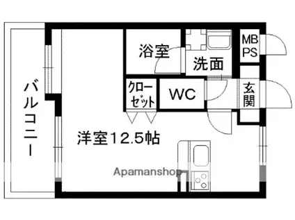 クィーンズ熊本駅前(ワンルーム/8階)の間取り写真