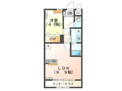 BELIEVE HANAZONO (1LDK/1階)の間取り写真