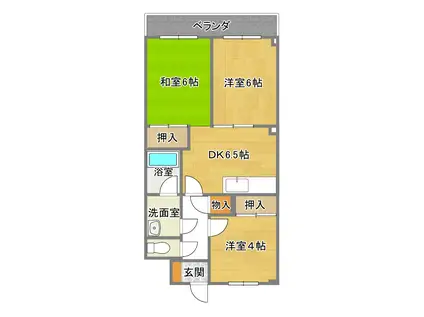 エトワール御崎(3DK/1階)の間取り写真