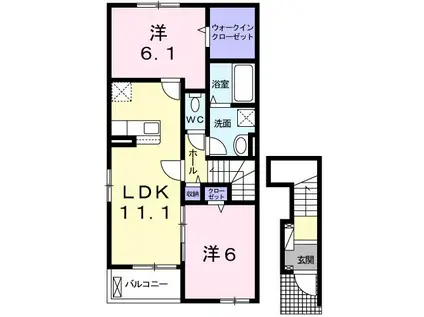 ルミナーレI(2LDK/2階)の間取り写真