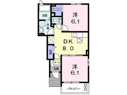 サンリット益城(2DK/1階)の間取り写真