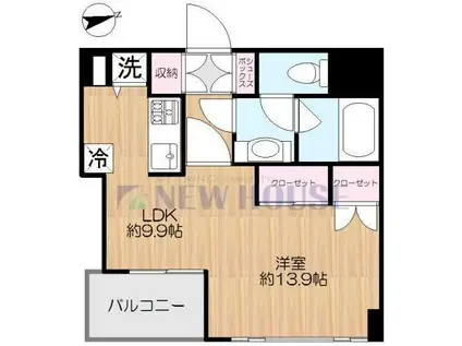 ヴィアシテラ新宿(1LDK/1階)の間取り写真