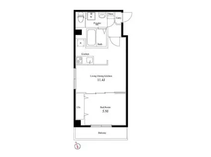 ラヴィエント浅草言問(1LDK/5階)の間取り写真