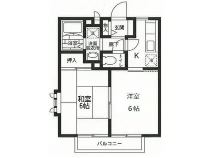 フォレスト勝田A(2K/2階)の間取り写真