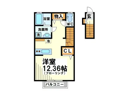 ジュエルコート白糸台(1K/2階)の間取り写真