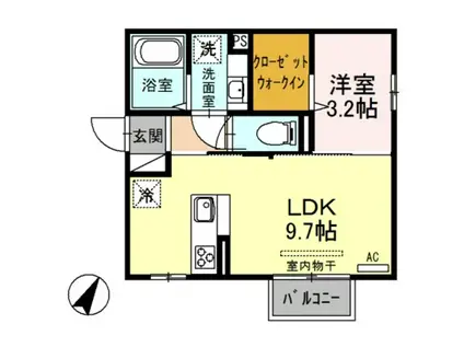 アメニティタウンIII A棟(1LDK/2階)の間取り写真