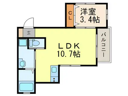 CYCAS東二見(1LDK/3階)の間取り写真