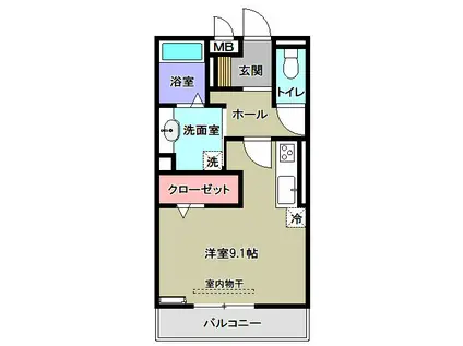 AMUSE(ワンルーム/1階)の間取り写真