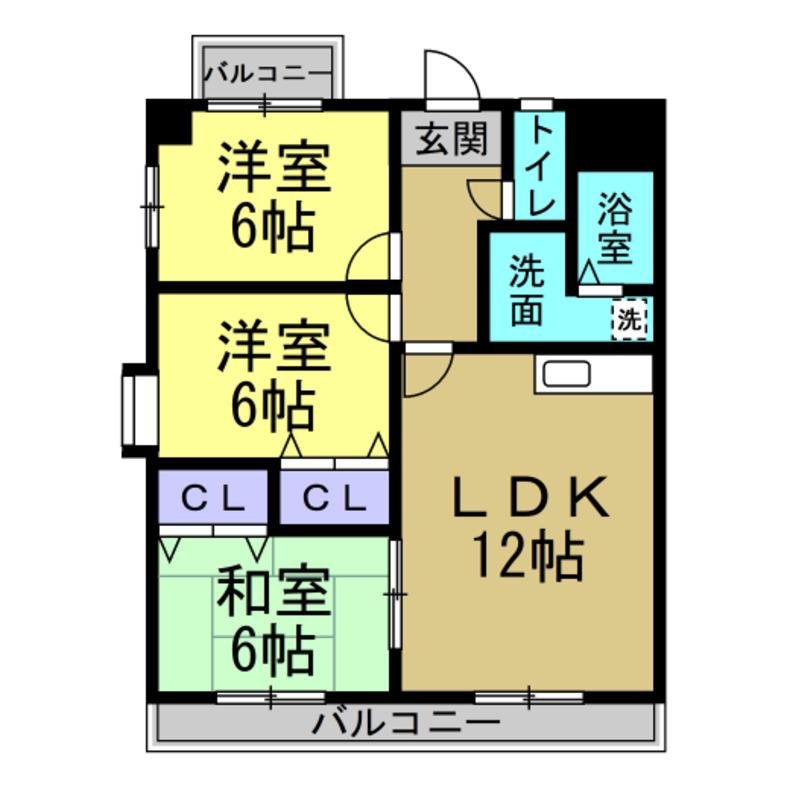 カサフェリスIII(3LDK/1階)の間取り写真