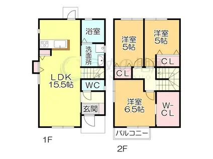 SUMIKA上津C(3LDK/1階)の間取り写真