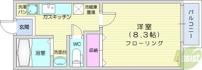 アイビー(1K/2階)の間取り写真