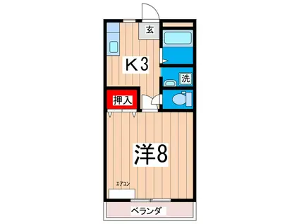 サンビレッジ本宮A(1K/2階)の間取り写真