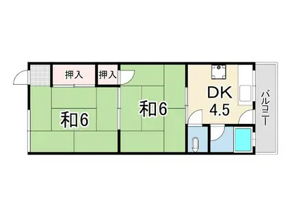 北区鈴蘭台アパート(2K/2階)の間取り写真