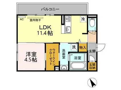 エレガンスHIMIS(1LDK/3階)の間取り写真